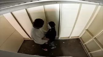 Pervert having sex in a garage during a break from work