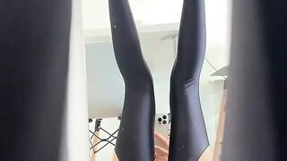 Masturbating in Ebony Stockings with Her New Anal Toy, Wanting a Massive Dick Inserted Into Her