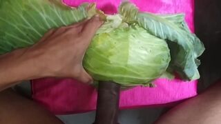 Playing With Cabbage With My Horny Massive Ebony Schlong And Balls For Sleazy Desire part-one