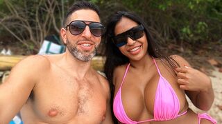 Humongous Boobies Oriental Bombshell Gets Picked up in Public Beach
