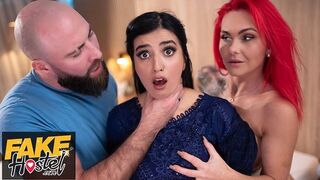 Fake Hostel - Shy Pakistani skank has sexual awakening in threesome with nasty British lovers