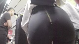 Cute butt in black tight pants