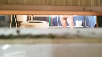 54y old japanese mature widow cleans hairy puzzy in bathroom