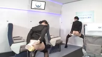 Japanese Stewardess Showing their buttholes