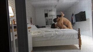 Window peeping asian couples fuck next door in hotel room