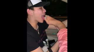 Sexy Asian Uber Driver Sucks Toes while Driving