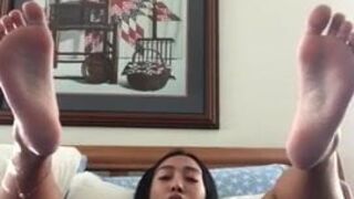Cute Mixed Asian Angie Bates her Ass with makeup brush