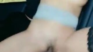 Hot babe riding penis in the car