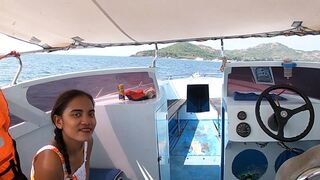 Rented a boat for a day and had sex on it with Oriental youngster gf