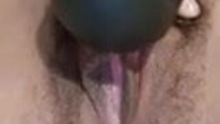 Hairy wet tight twat gigantic clit magic wand moaning climax