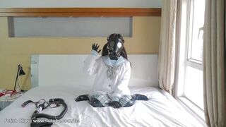 Thai Sexy Latex skank gas mask bondage and BP