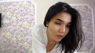 Curvy oriental model took off her panties and masturbation on web-cam
